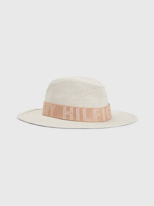 Tommy Hilfiger Iconic Linen Fedora Kalap Női Bézs | TH568HFC