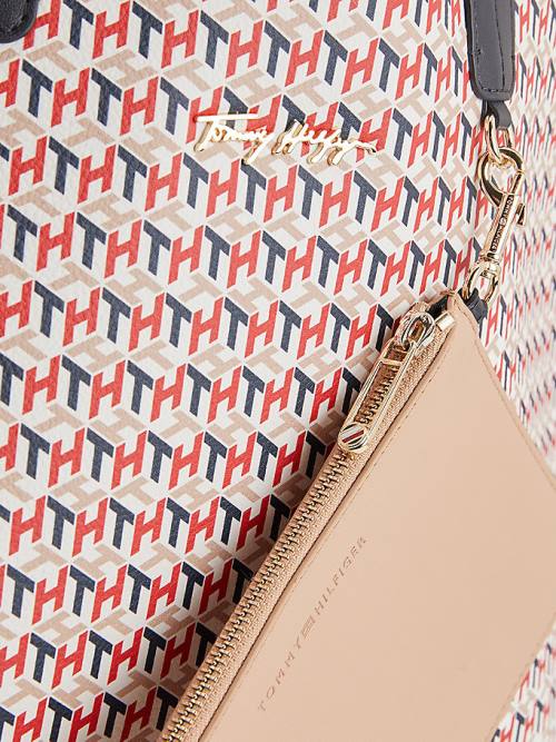 Tommy Hilfiger Iconic Monogram Signature Tote Táska Női Piros | TH912MXV