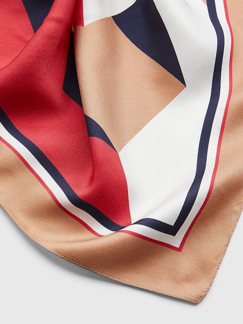 Tommy Hilfiger Iconic Monogram Silk Bandana Sál Női Bézs | TH081SJM