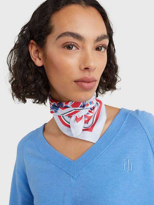 Tommy Hilfiger Iconic Print Silk Bandana Sál Női Kék | TH587THO