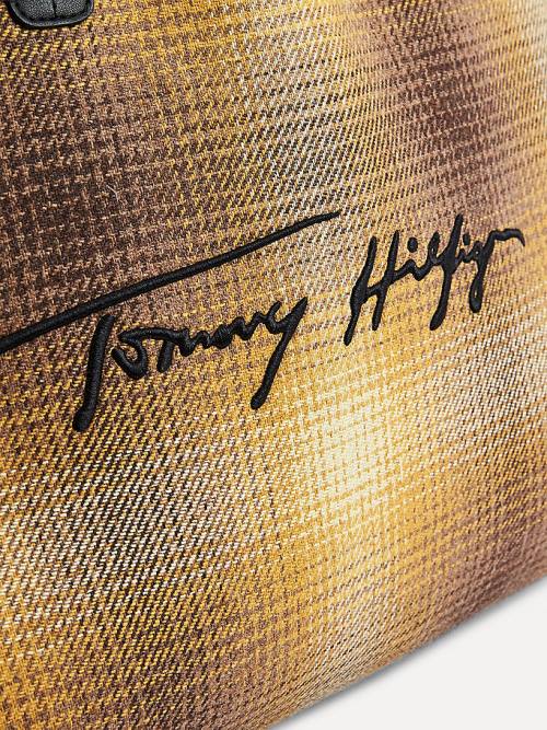 Tommy Hilfiger Iconic Shadow Check Tote Táska Női Sárga | TH125JIO