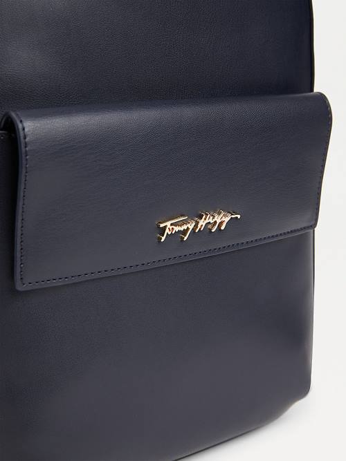 Tommy Hilfiger Iconic Signature Backpack Táska Női Kék | TH542LEC