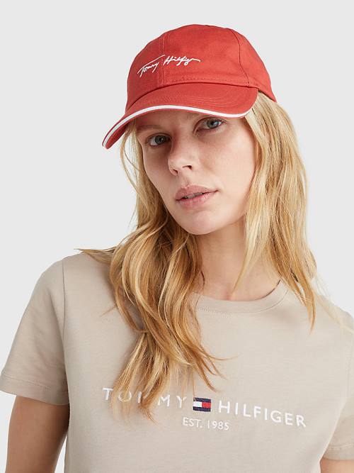 Tommy Hilfiger Iconic Signature Logo Cap Kalap Női Piros | TH421MQL