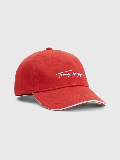 Tommy Hilfiger Iconic Signature Logo Cap Kalap Női Piros | TH421MQL