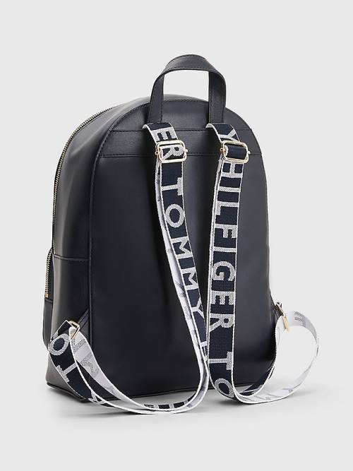 Tommy Hilfiger Iconic Signature Plaque Backpack Táska Női Kék | TH076OKM