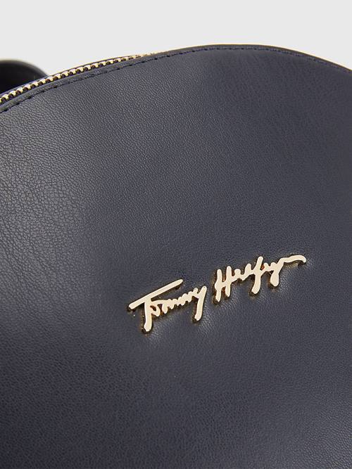 Tommy Hilfiger Iconic Signature Plaque Backpack Táska Női Kék | TH076OKM