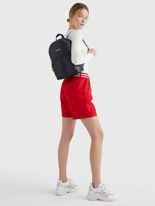 Tommy Hilfiger Iconic Signature Plaque Backpack Táska Női Kék | TH076OKM