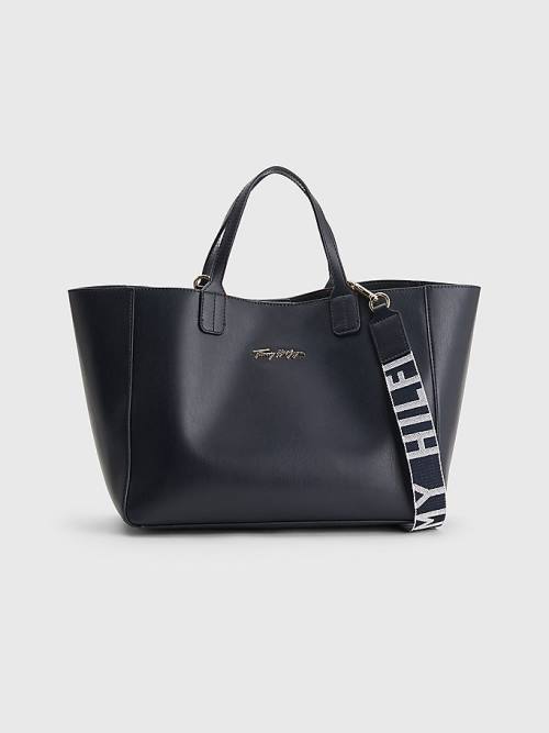 Tommy Hilfiger Iconic Signature Satchel Táska Női Kék | TH875GFV