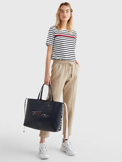 Tommy Hilfiger Iconic Signature Tote Táska Női Kék | TH531TVZ