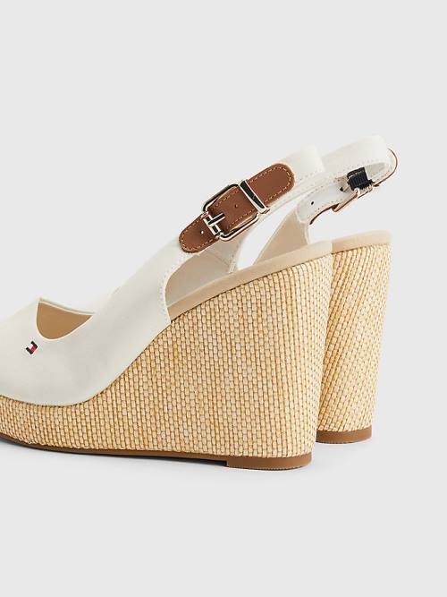 Tommy Hilfiger Iconic Slingback Espadrille High Heel Wedges Szandál Női Fehér | TH104JZT