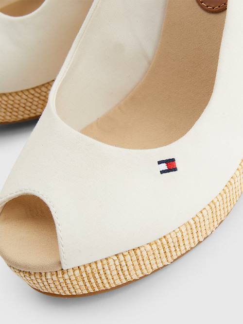 Tommy Hilfiger Iconic Slingback Espadrille High Heel Wedges Szandál Női Fehér | TH104JZT