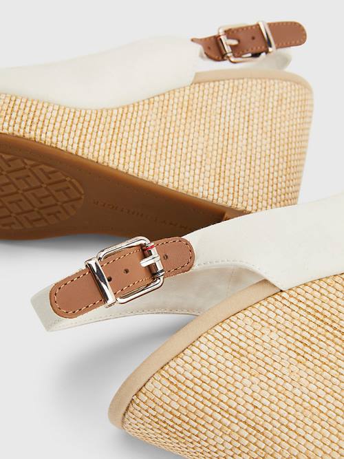 Tommy Hilfiger Iconic Slingback Espadrille High Heel Wedges Szandál Női Fehér | TH104JZT