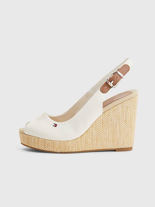 Tommy Hilfiger Iconic Slingback Espadrille High Heel Wedges Szandál Női Fehér | TH104JZT