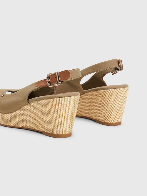 Tommy Hilfiger Iconic Slingback Espadrille Wedges Szandál Női Barna | TH120SIQ