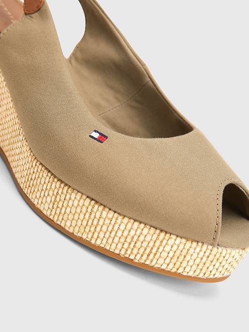 Tommy Hilfiger Iconic Slingback Espadrille Wedges Szandál Női Barna | TH120SIQ