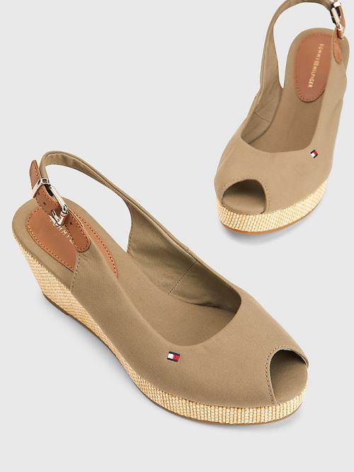 Tommy Hilfiger Iconic Slingback Espadrille Wedges Szandál Női Barna | TH120SIQ