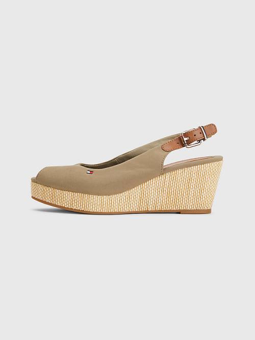 Tommy Hilfiger Iconic Slingback Espadrille Wedges Szandál Női Barna | TH120SIQ