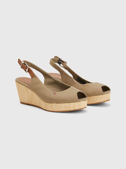 Tommy Hilfiger Iconic Slingback Espadrille Wedges Szandál Női Barna | TH120SIQ