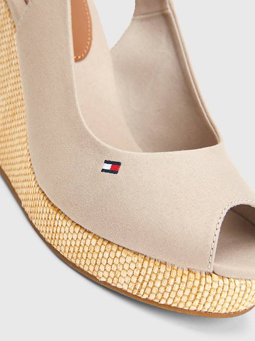 Tommy Hilfiger Iconic Slingback Espadrille High Heel Wedges Szandál Női Bézs | TH190LXG