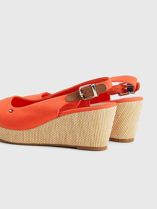 Tommy Hilfiger Iconic Slingback Espadrille Wedges Szandál Női Piros | TH348YTH