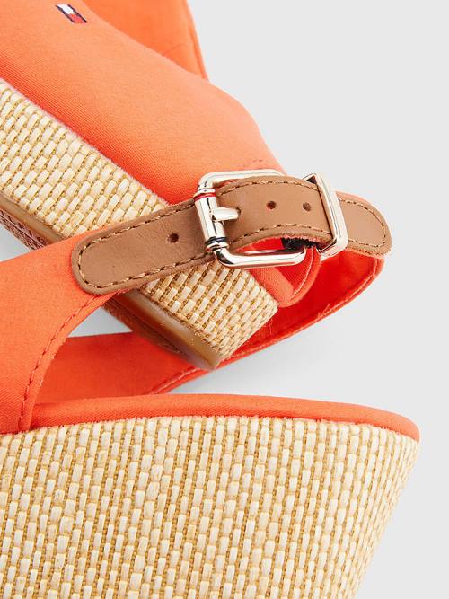 Tommy Hilfiger Iconic Slingback Espadrille Wedges Szandál Női Piros | TH348YTH