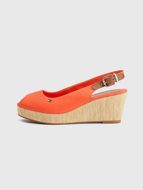 Tommy Hilfiger Iconic Slingback Espadrille Wedges Szandál Női Piros | TH348YTH