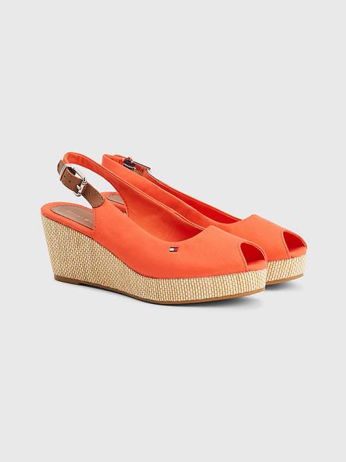 Tommy Hilfiger Iconic Slingback Espadrille Wedges Szandál Női Piros | TH348YTH