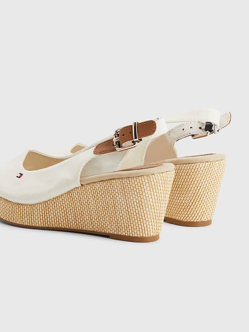 Tommy Hilfiger Iconic Slingback Espadrille Wedges Szandál Női Fehér | TH357XVL