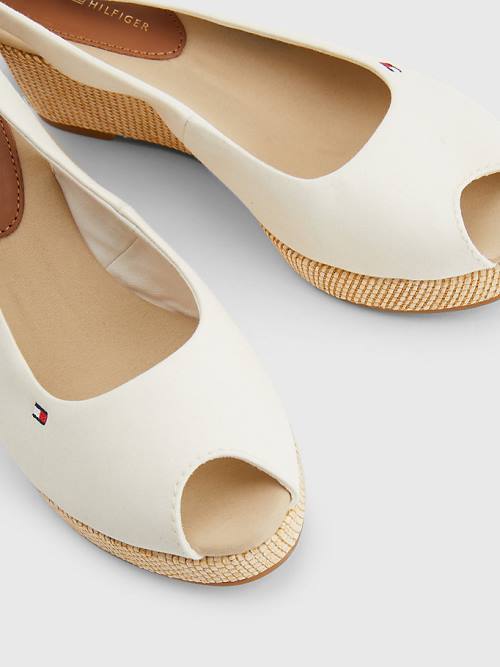 Tommy Hilfiger Iconic Slingback Espadrille Wedges Szandál Női Fehér | TH357XVL