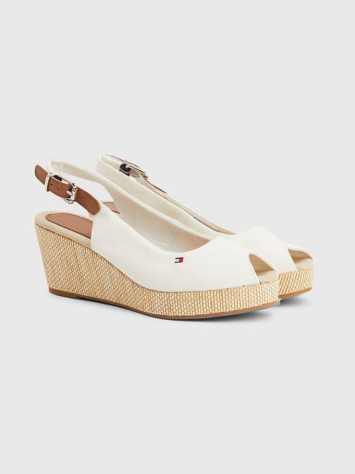 Tommy Hilfiger Iconic Slingback Espadrille Wedges Szandál Női Fehér | TH357XVL