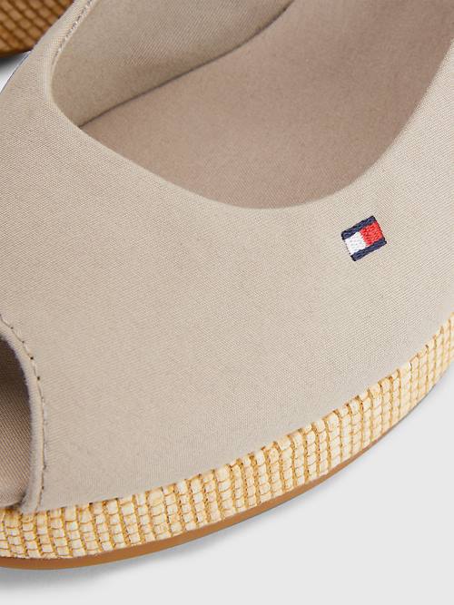 Tommy Hilfiger Iconic Slingback Espadrille Wedges Szandál Női Bézs | TH502GKL