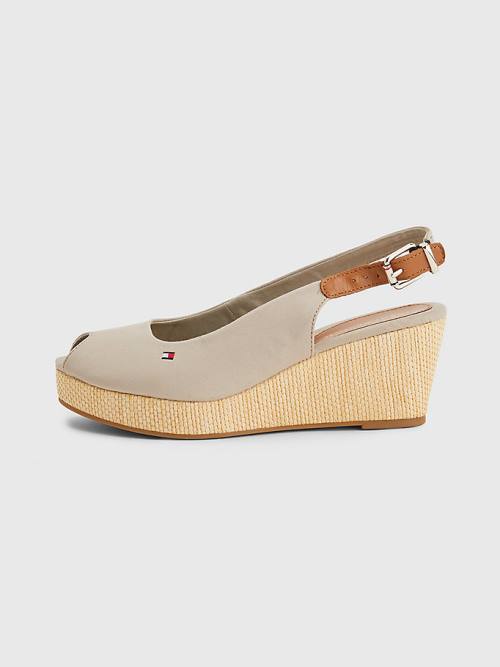 Tommy Hilfiger Iconic Slingback Espadrille Wedges Szandál Női Bézs | TH502GKL