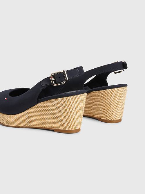 Tommy Hilfiger Iconic Slingback Espadrille Wedges Szandál Női Kék | TH645DUI