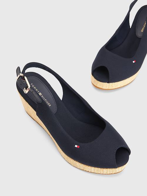 Tommy Hilfiger Iconic Slingback Espadrille Wedges Szandál Női Kék | TH645DUI