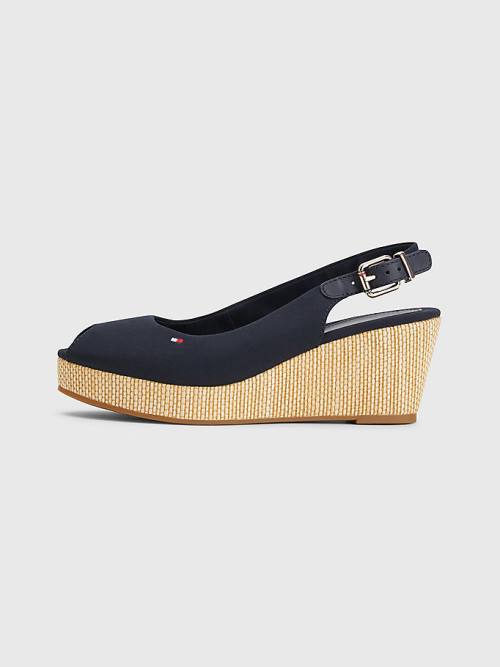 Tommy Hilfiger Iconic Slingback Espadrille Wedges Szandál Női Kék | TH645DUI