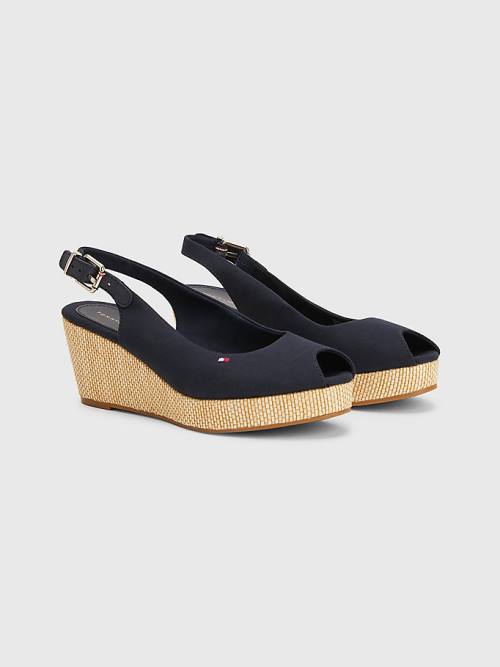 Tommy Hilfiger Iconic Slingback Espadrille Wedges Szandál Női Kék | TH645DUI