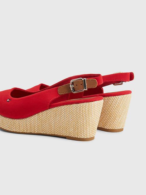 Tommy Hilfiger Iconic Slingback Espadrille Wedges Szandál Női Piros | TH670MES