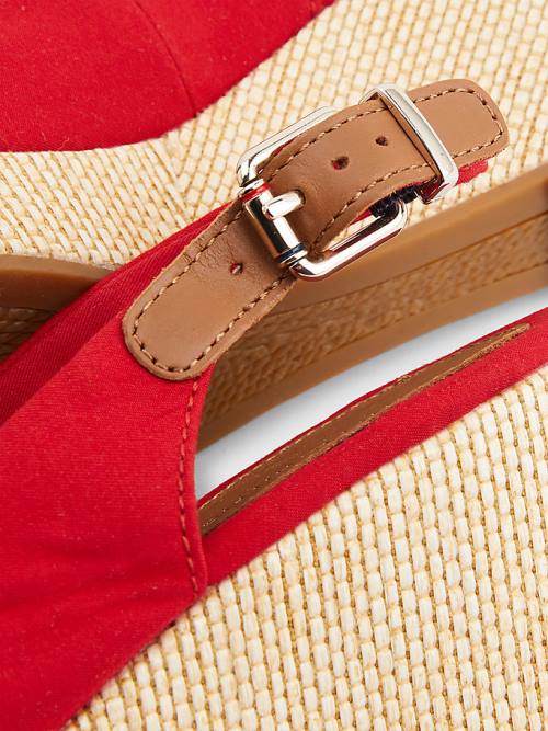 Tommy Hilfiger Iconic Slingback Espadrille Wedges Szandál Női Piros | TH670MES