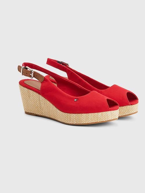 Tommy Hilfiger Iconic Slingback Espadrille Wedges Szandál Női Piros | TH670MES