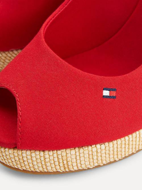 Tommy Hilfiger Iconic Slingback Espadrille High Heel Wedges Szandál Női Piros | TH721DSQ