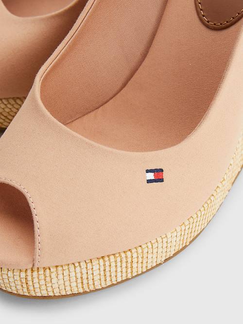 Tommy Hilfiger Iconic Slingback Espadrille High Heel Wedges Szandál Női Bézs | TH751VWI