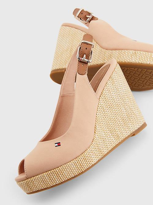 Tommy Hilfiger Iconic Slingback Espadrille High Heel Wedges Szandál Női Bézs | TH751VWI