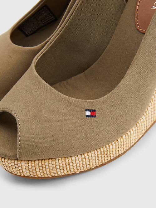 Tommy Hilfiger Iconic Slingback Espadrille High Heel Wedges Szandál Női Barna | TH792GRH