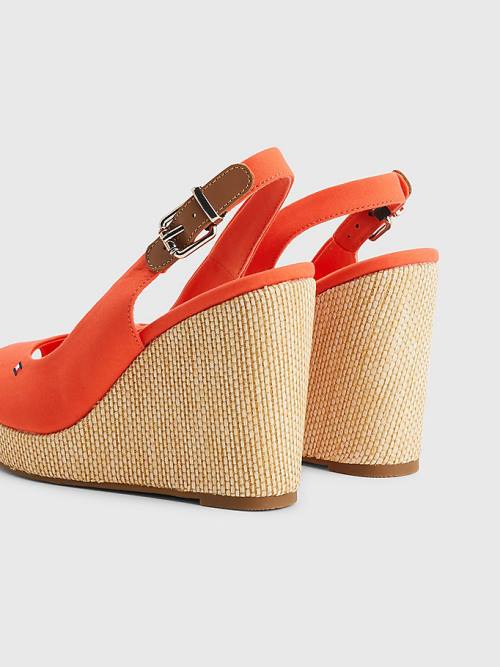 Tommy Hilfiger Iconic Slingback Espadrille High Heel Wedges Szandál Női Piros | TH942MZN