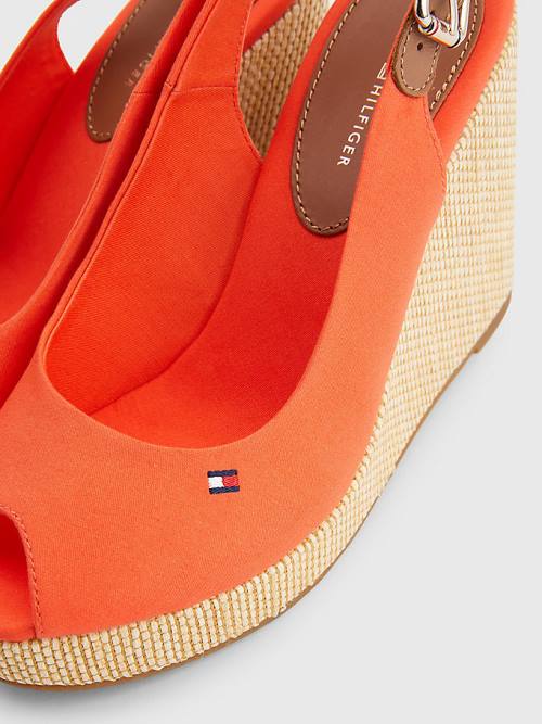 Tommy Hilfiger Iconic Slingback Espadrille High Heel Wedges Szandál Női Piros | TH942MZN