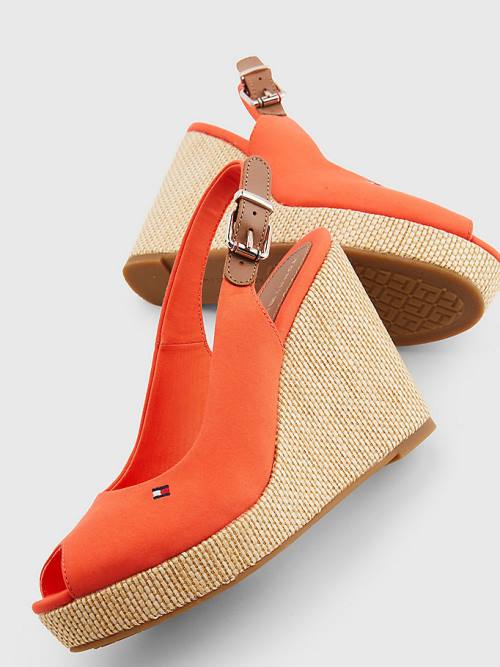 Tommy Hilfiger Iconic Slingback Espadrille High Heel Wedges Szandál Női Piros | TH942MZN