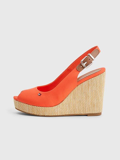 Tommy Hilfiger Iconic Slingback Espadrille High Heel Wedges Szandál Női Piros | TH942MZN