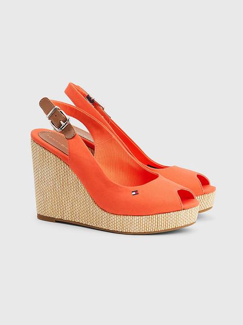 Tommy Hilfiger Iconic Slingback Espadrille High Heel Wedges Szandál Női Piros | TH942MZN