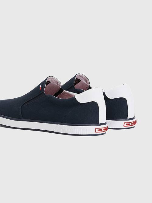 Tommy Hilfiger Iconic Slip-On Vászon Tornacipő Férfi Kék | TH358XZM