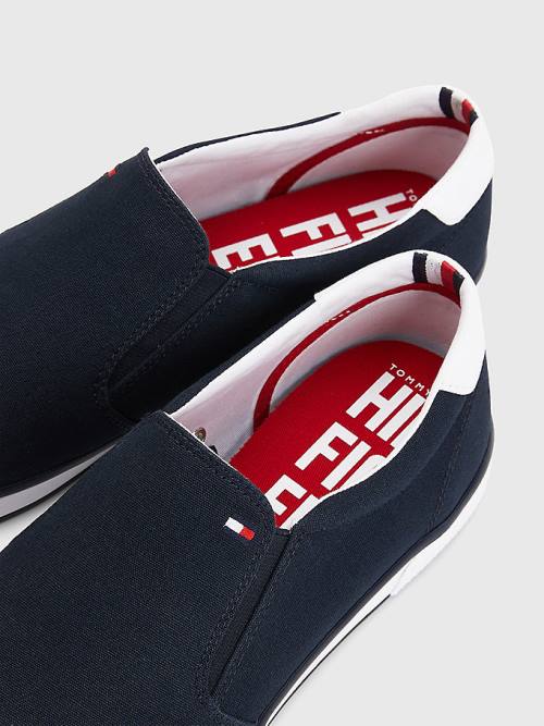 Tommy Hilfiger Iconic Slip-On Vászon Tornacipő Férfi Kék | TH358XZM